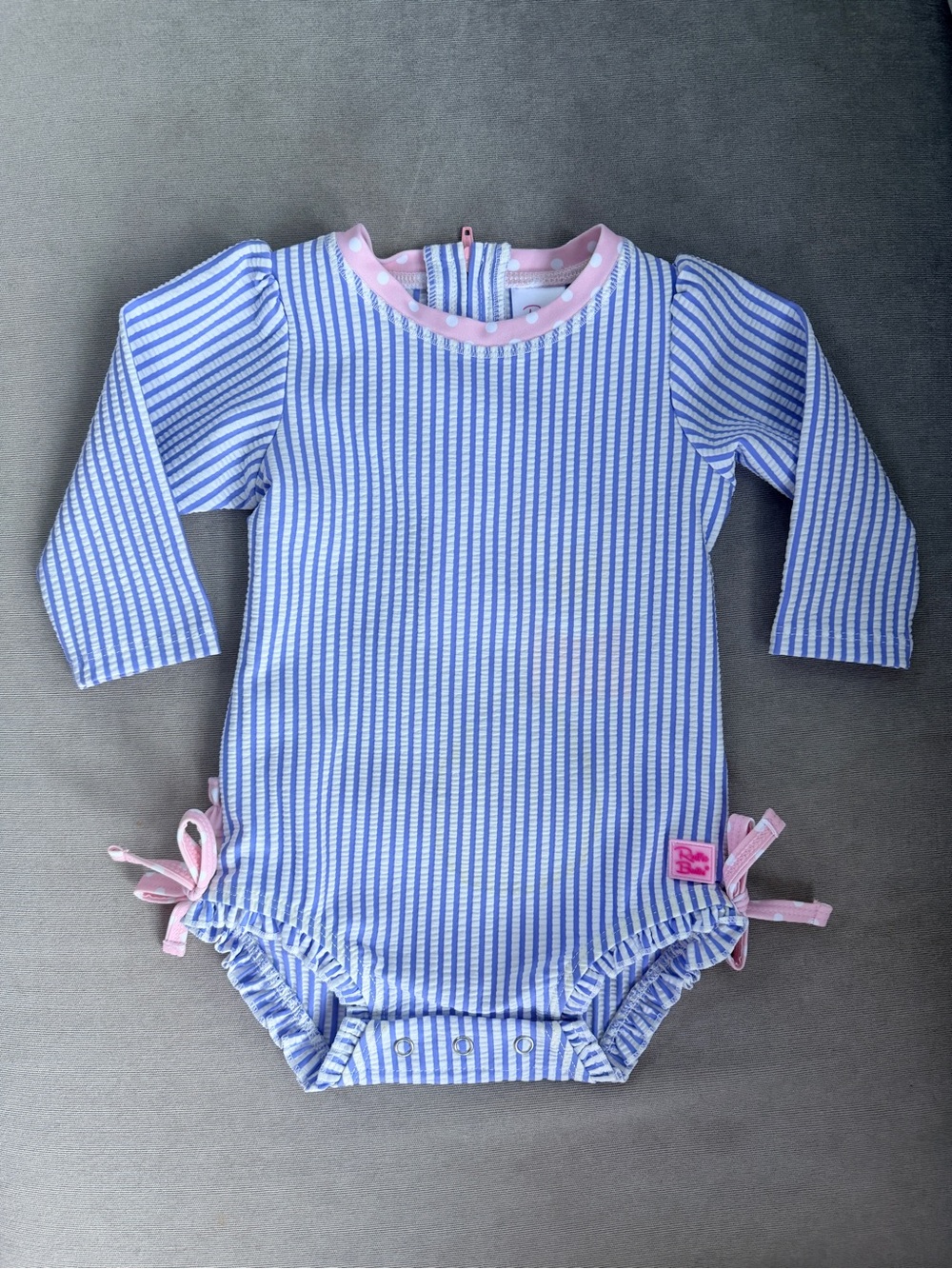 Rufflebutts Seersucker Long Sleeve One-Piece bathing suit 6-13 NWT